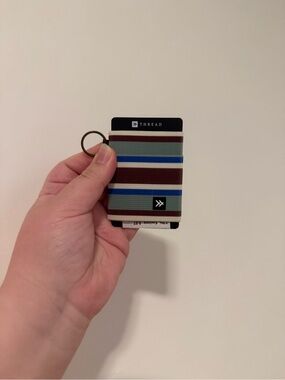 Thread Striped Elastic Wallet Card Holder